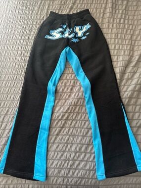 Black Joggers‎ with Electric Blue Panels